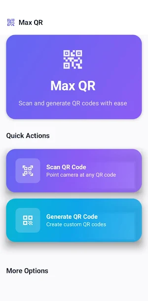 Max QR - Scanner and Generator app screen