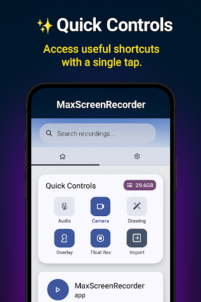Max Screen Recorder app screen