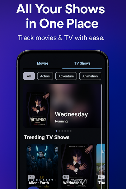 TV Series Movies Tracker app screen